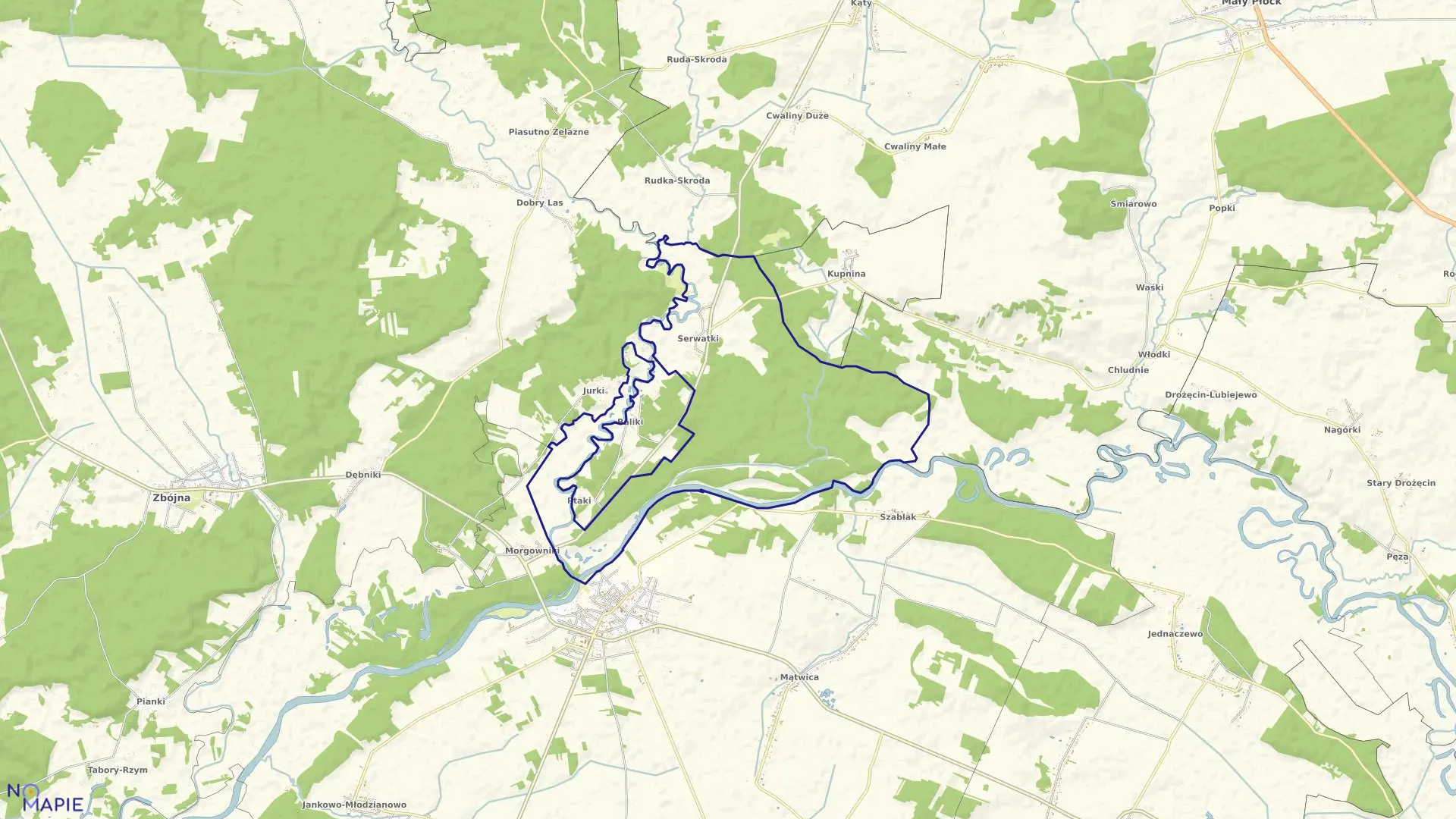 Mapa obrębu Serwatki w gminie Nowogród